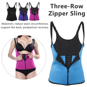 

Blue Shoulder Strap Waist Trainer Slimming Belt Vest Corset Women Zipper Hook Body Shaper Waist Slimming
