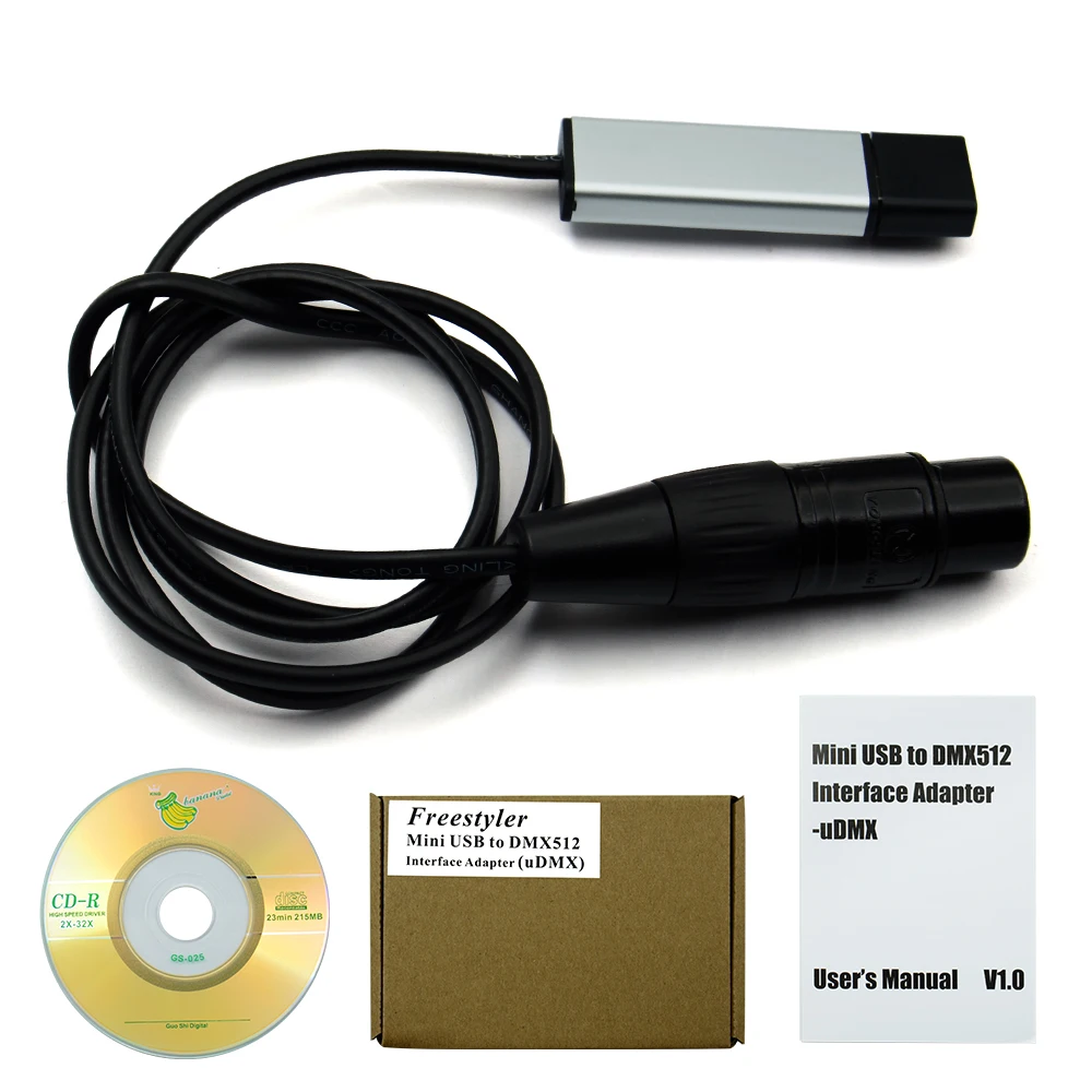 

USB to DMX Interface Adapter LED DMX512 Studio Computer PC Stage Lighting Controller Dimmer For LED Effect Master-Slave Led Flat