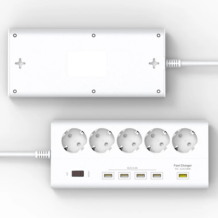 Pаспродажа Новый и Лидер продаж 5 * ЕС мощность + 5 * Зарядка USB полосы стабилизатор напряжения Quick Charge 3,0 USB порты и разъёмы ЕС Plug мощность доска белый черны...