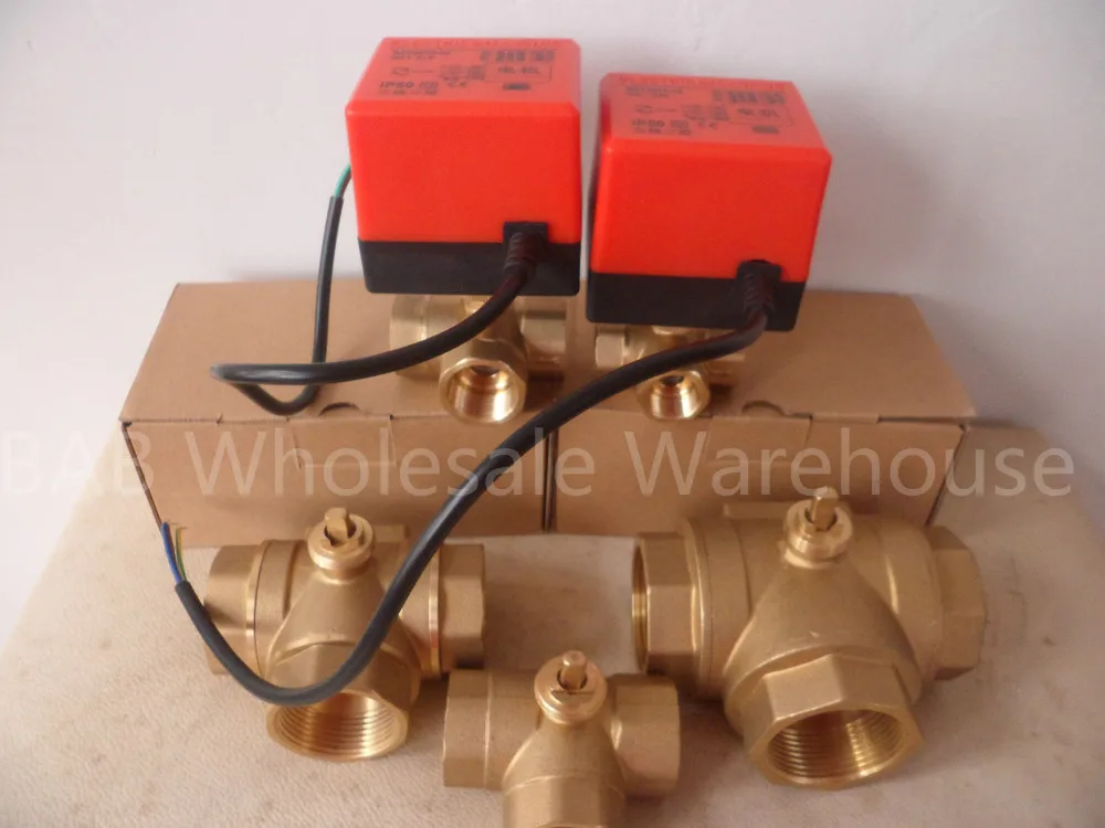 DC24V DC12V DN15(G1/") до DN50(G2") 3 way 3 провода латунь Электрический привод моторизованный шаровой клапан для солнечного водонагревателя катушки вентилятора