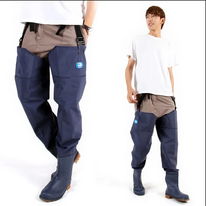 Man Women Fishing Pants Waders Blue Pvc Material Neoprene Breathable