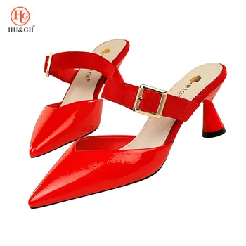 

2019 New Italian Soft Leather Shoes Sexy Women Pumps Fashion Shoes Sexy Pointed Hollow 6.5CM High Heels Shoes Sapato Feminino