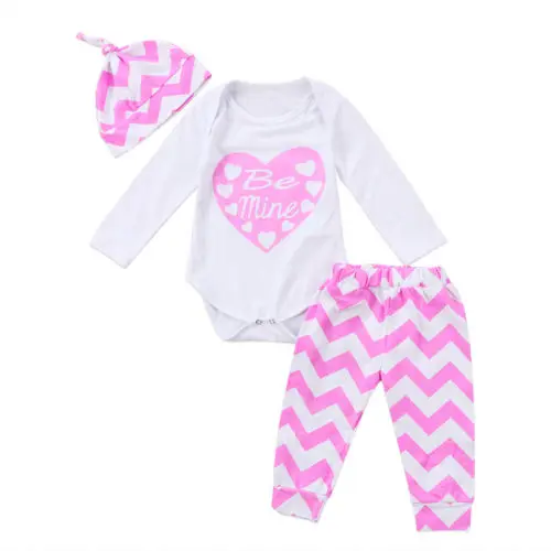 Newborn Adorable Toddler Baby Girls Clothes Heart Long Sleeve Romper+