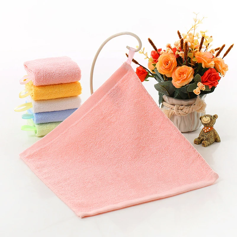 Plain Color Kids Kindergarten Children Square Handkerchief Daily Supplies Face Hand Wash Towel 28*28CM ZFS0591