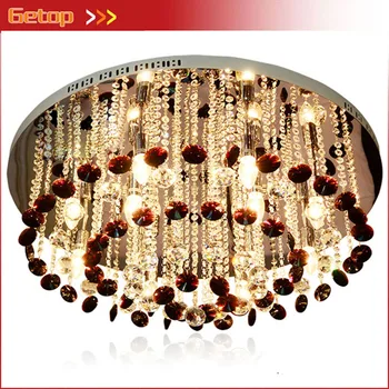 

Modern Contracted Purple Crystal Chain Ceiling Lamp Circular E14 LED Lights Sitting Room Remote Control Lamp Free Shipping