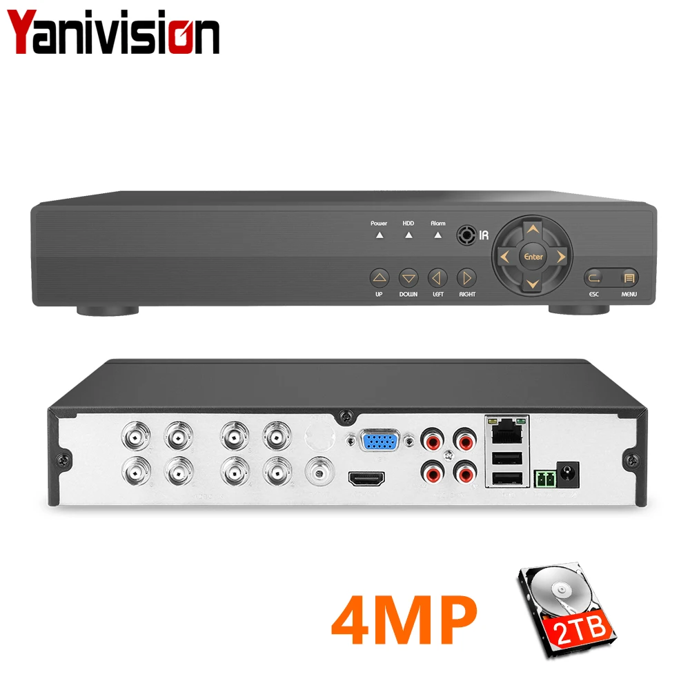 

H.264 Security 8CH CCTV AHD DVR 4MP For AHD CVI TVI Analog IP Camera 4.0MP Hybrid Video Recorder 2K Video Output