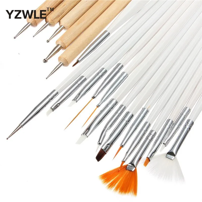 

YZWLE 20Pcs/Pack Nail Art Decorations Brush Set Tools Professional Painting Pen for False Nail Tips UV Nail Gel Polish 41