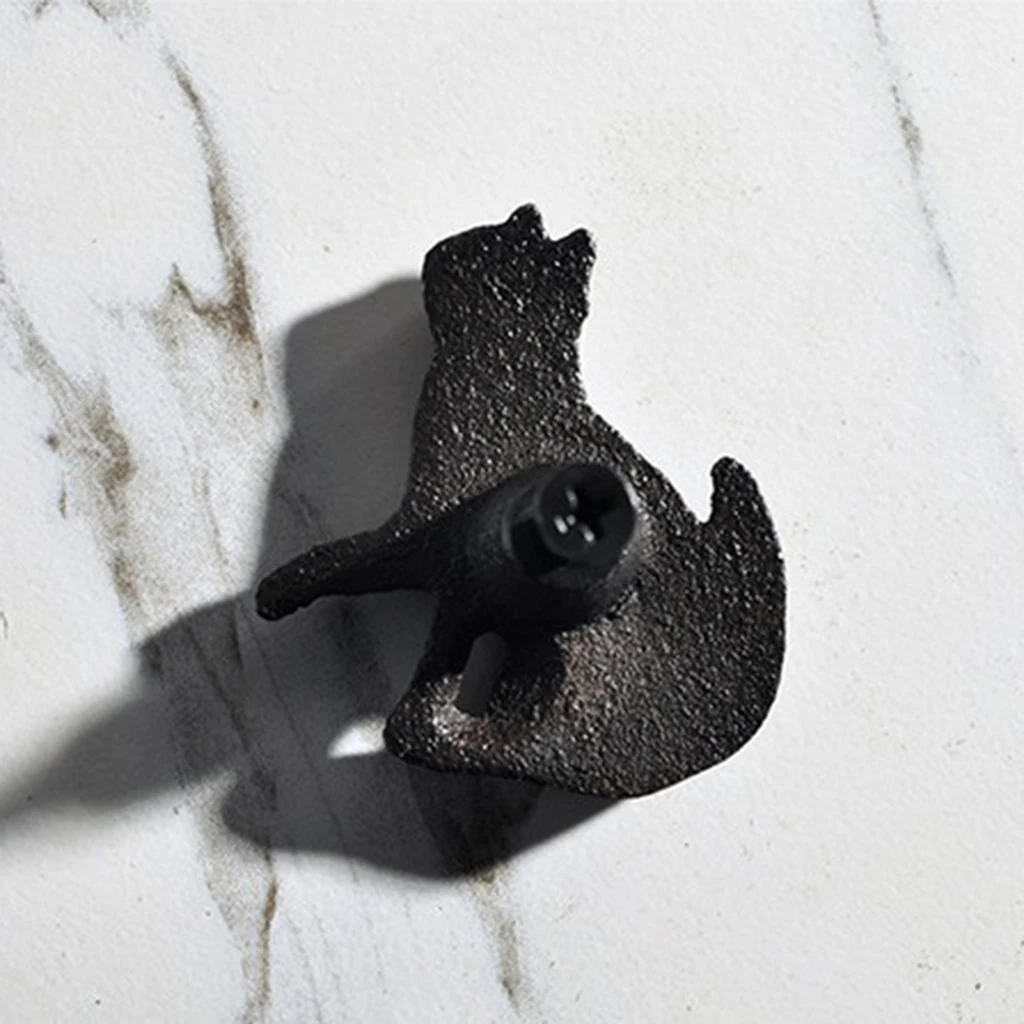 Cast Iron Matt Black Cat Shaped Cupboard Drawer Knob Kitchen Cabinet Door Pull Knobs with Screws