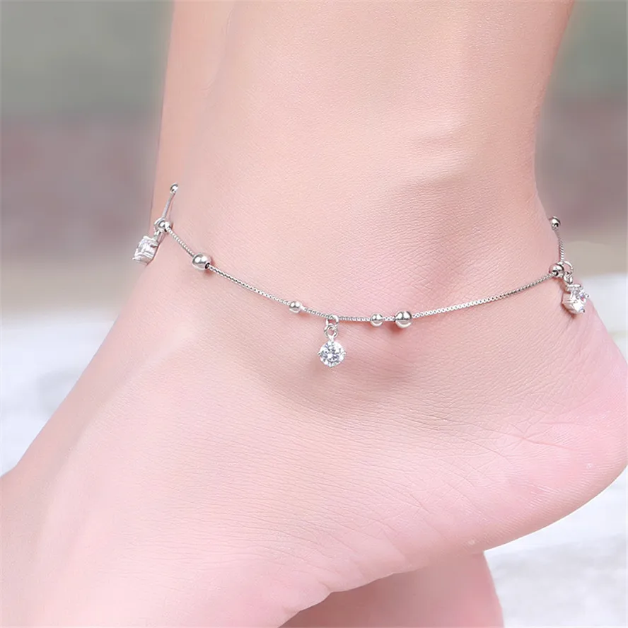 925 sterling silver anklets for women beach foot good high quality