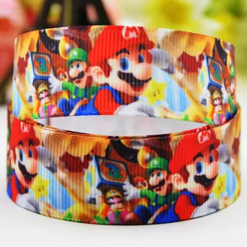 

7/8'' 22mm,1" 25mm,1-1/2" 38mm,3" 75mm Super Mario Bros Character printed Grosgrain Ribbon party decoration X-02107 10 Yards