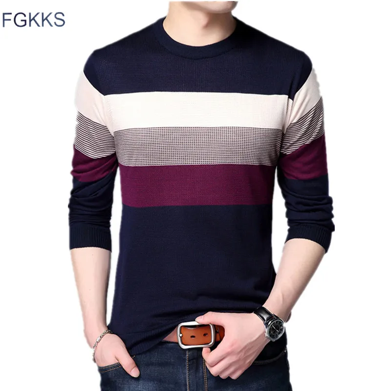 FGKKS Fashion Brand Sweater Men Top 2018 Autumn Winter Mens Sweaters Slim Fit Pullover Men Classic Knitwear Pull Homme Sweater