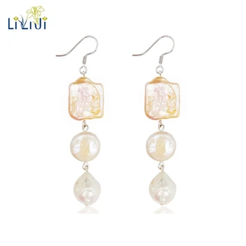 

LiiJi Unique Fashion Multi Baruque Pearl 925 Sterling Silver Drop Earring