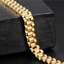 Модные браслеты в стиле хип-хоп из нержавеющей стали с ремешком для мужчин, ювелирные изделия, роскошные золотые мужские женские байкерские ювелирные браслеты