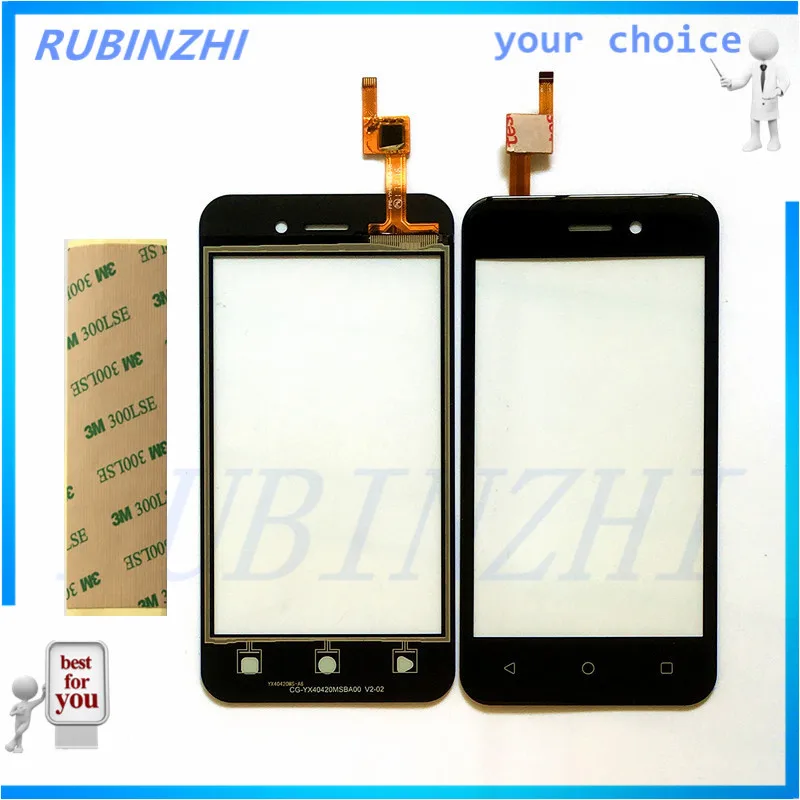 

RUBINZHI High Quality Touch Screen Digitizer For Fly 5S Touchscreen Replacement Front Glass Touch Panel Sensor Lens+tape