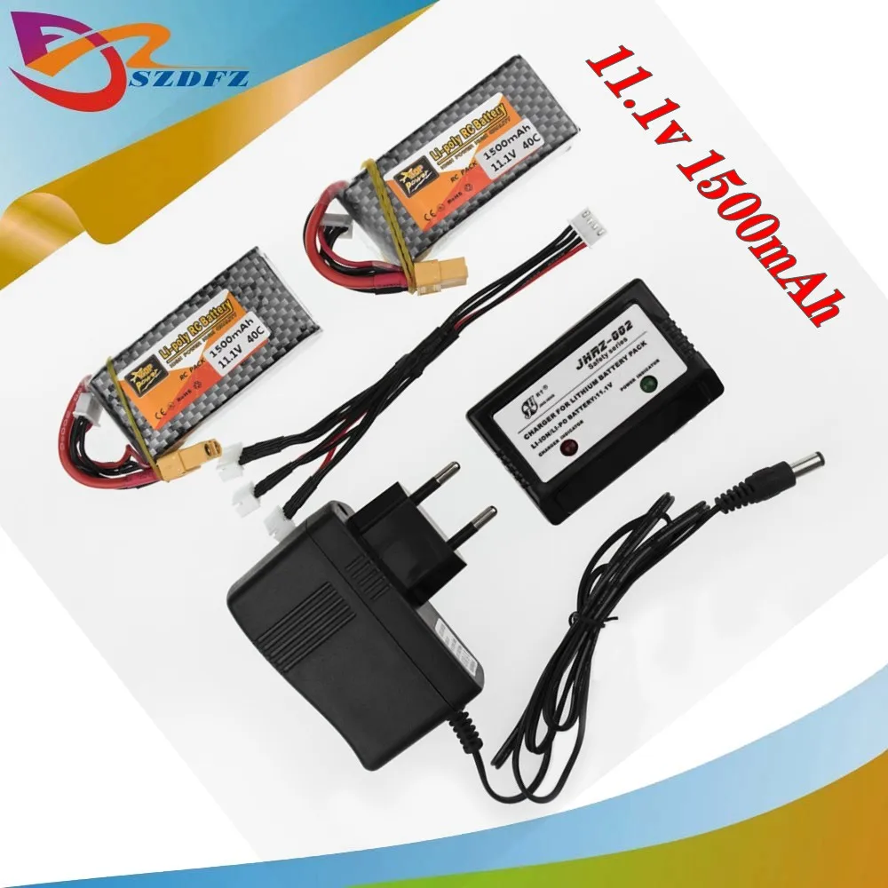 2 шт. LiPo батарея 11 1 В 1500 мАч 3 S 40C MAX 60C XT60plug Tplug и зарядное устройство для