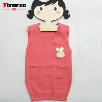 

Spring Autumn Baby Girls Sweater Warm Cashmere Wool V-Neck Girls Pullover Casual Solid Knitted Long Vest Children Girls Sweaters