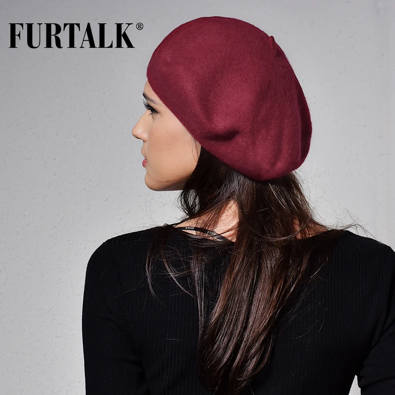 FURTALK 100% шерстяной берет шляпа для женщин зимние теплые шапки девочек Женская