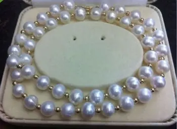 

free shipping USPS to USA J0021 REAL NOBLEST AAA+ 9-10MM AKOYA WHITE NATURAL PEARL NECKLACE 18" 14K