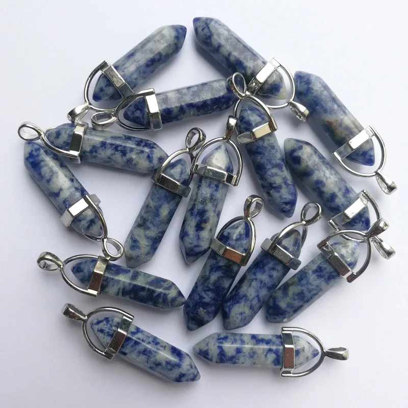 Модный трендовый натуральный камень, Кристальные подвески и ожерелья для изготовления 100 шт, ювелирное изделие, смешанный Шарм - Окраска металла: Sodalite