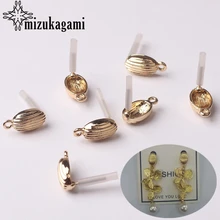 Zinc Alloy Golden Stripe Oval Mini Earrings Base Earrings Connector 7*14mm 6pcs/lot For DIY Fashion Earrings Making Accessories