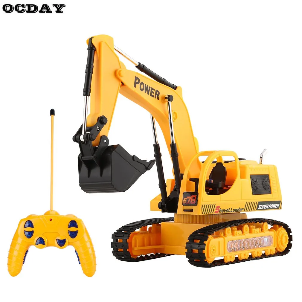 

OCDAY 1:10 RC Excavator Car Toys for Kids 5 Channel Charging RC Car With Battery Remote Control Model Engineering Vehicle Toy EU