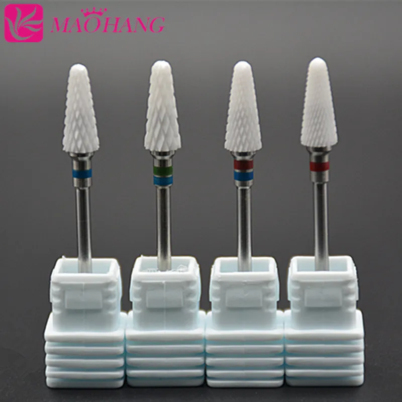 

MAOHANG 3pcs/lot Pro Ceramic Mill Cutter Nail Bit White Grinding Head Electric Nail Drill Manicure Machine Files Nail Art Tools