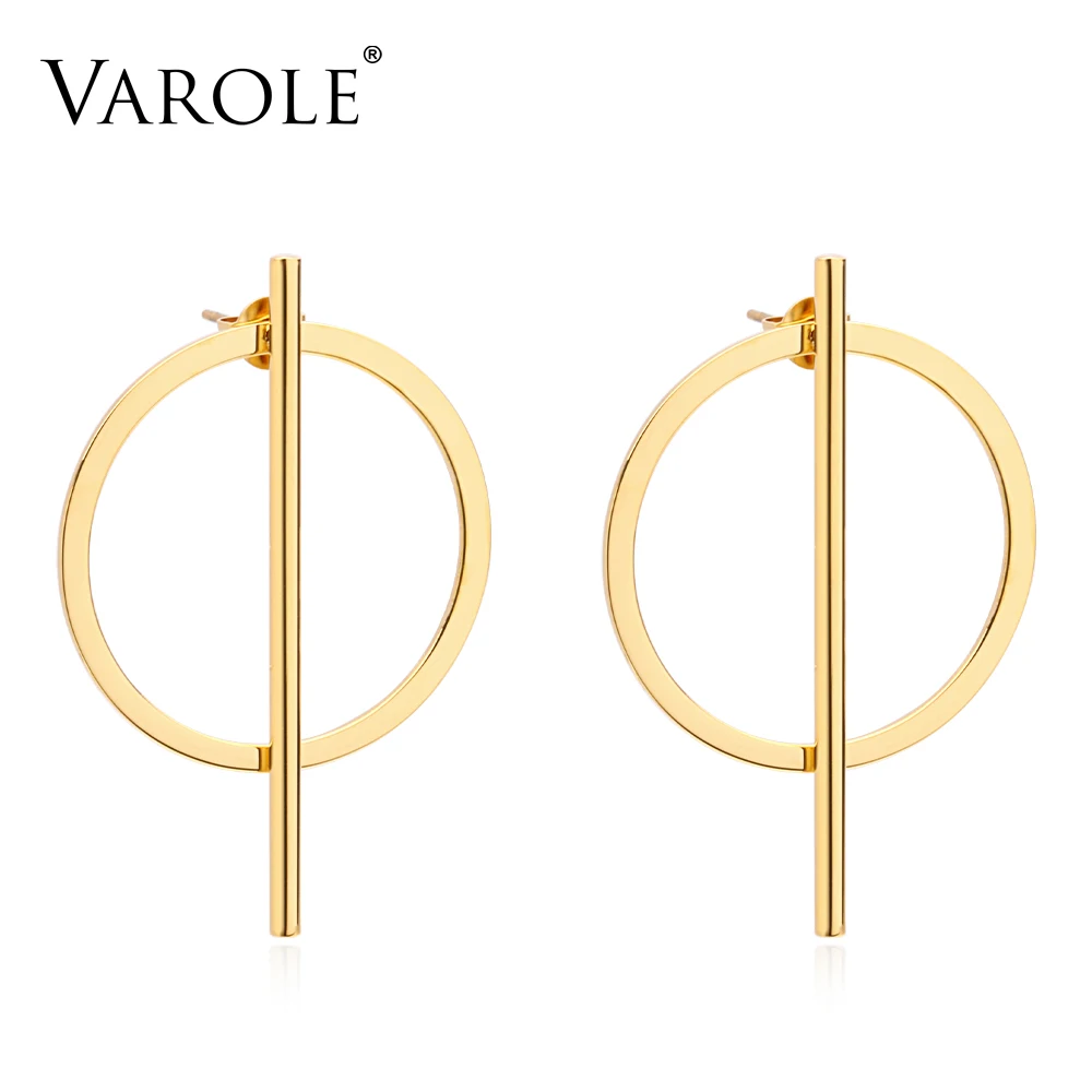 VAROLE, простой стиль, Висячие серебряные серьги для девушек,, нержавеющая сталь, золотой цвет, длинные серьги для женщин, модные ювелирные изделия