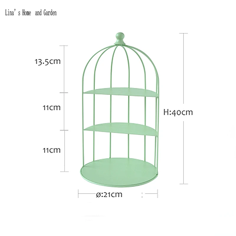 beautiful light green half round metal birdcage design shelf for display