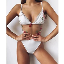 Новинка, сексуальный сетчатый Цельный купальник с вышивкой, женский купальник, кружевной боди, купальник, монокини, бразильский купальник, пляжная одежда