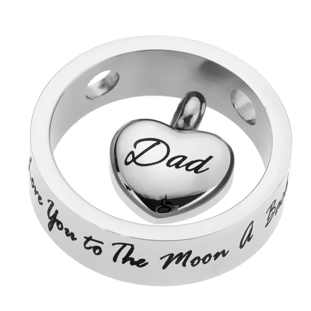 Round Loop Heart I Love You to the Moon and Back Stainless Steel Urn Pendant Memorial Keepsake Jewelry