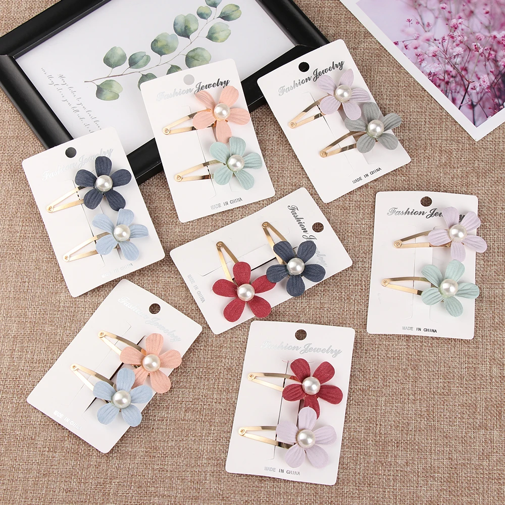 

2Pcs Pearl Flower Hair Clip for Girls Kids Hairpin Children Hair Barrette Hairclip Headdress Headwear Hair Styling