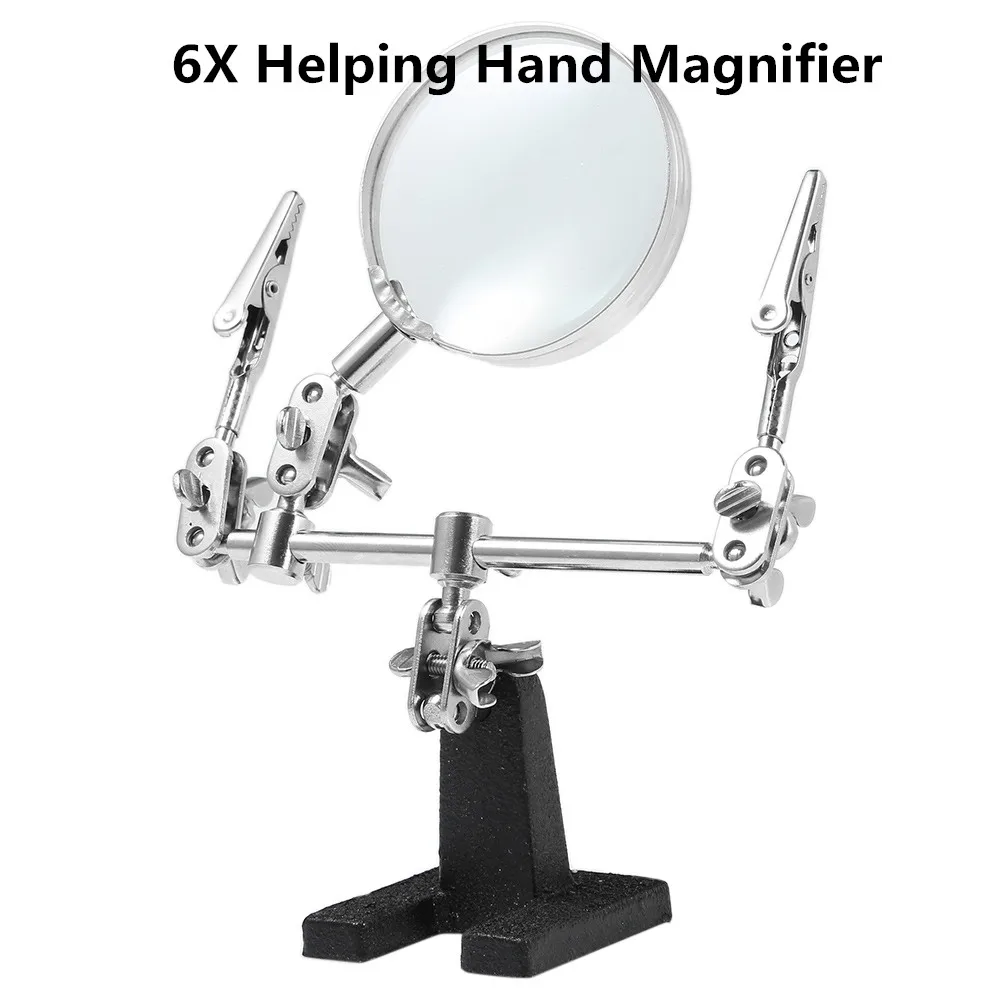 

6X Helping Hand Magnifier Clip Type Loupe Jewelry Watch Repair Tool Desk Magnifiers Magnifying Glass
