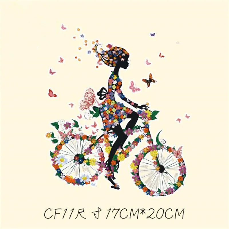 

Street Icon Women Men Clothes 200mm bike girl Iron on transfer Printing Patches for clothing T-shirt Patch DIY Stickers