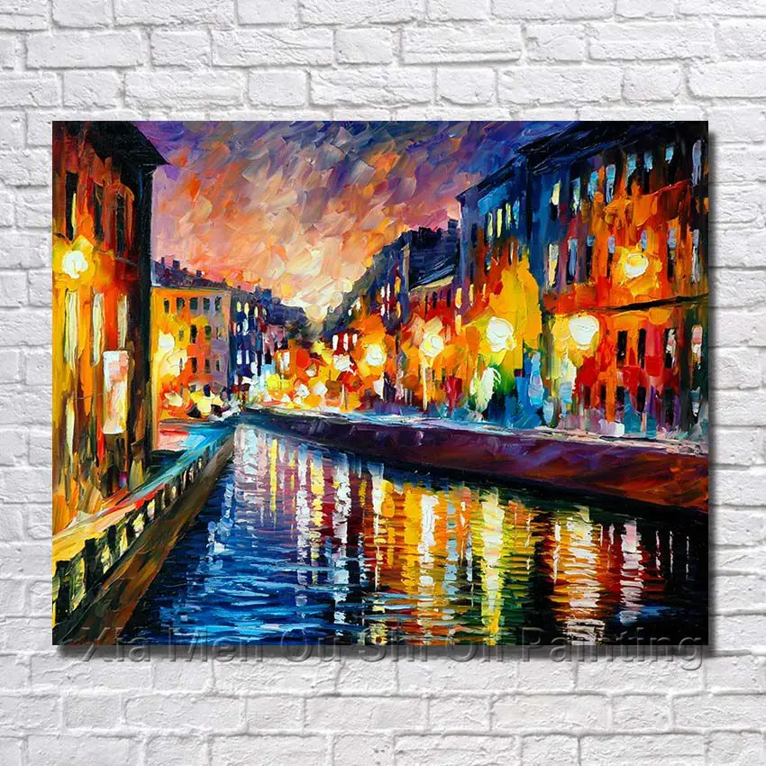 Free Shipping Wholesale Cheap BA Oil Paintings Beautiful Night City