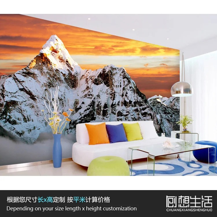 Jin Xueshan крепление Эверест пейзажи 3D обои Гостиная диван спальня ТВ фон 3D обои 3D Большая фреска персонаж