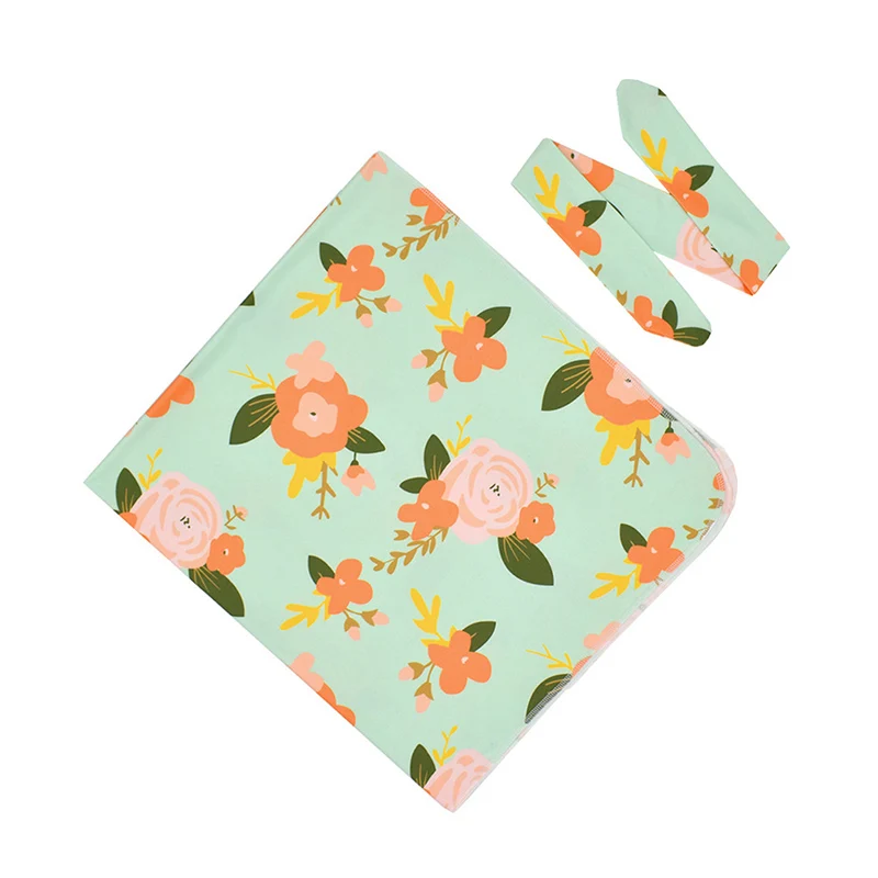 Спальный мешок для новорожденных, повязка на голову, Осенний спальный конверт для малышей, Хлопковое одеяло с цветочным принтом