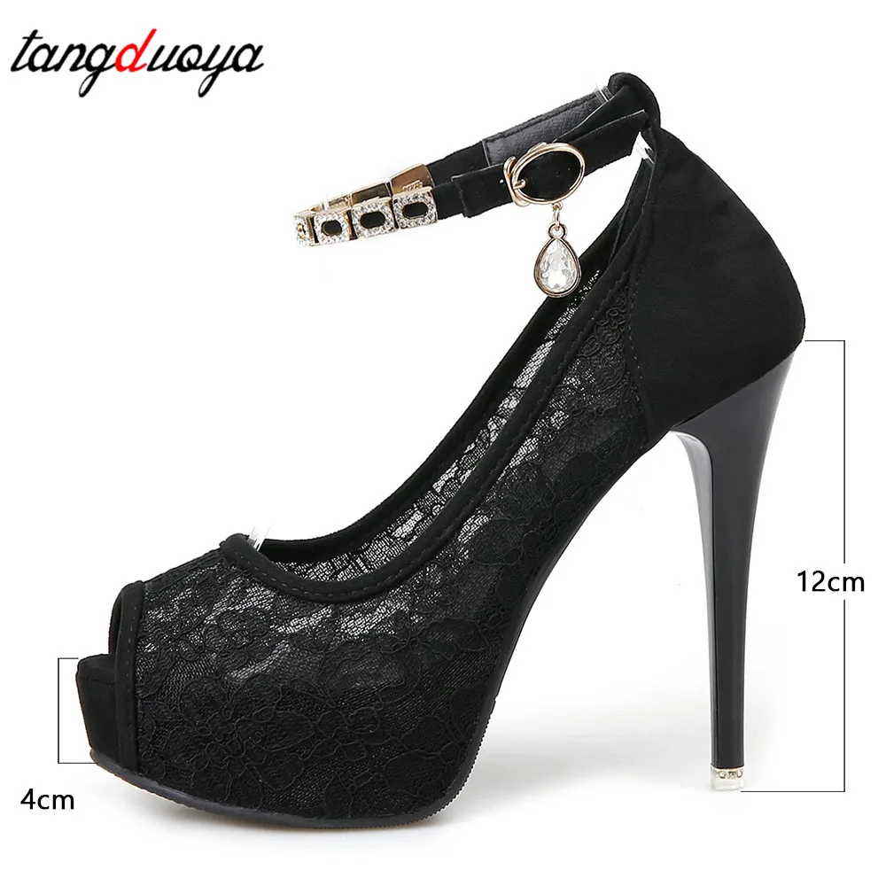 Lace Wedding Shoes Woman Peep Toe High Heels Women Shoes Platform Heels Summer Pumps Women Shoes High Heel Sandals tacones mujer