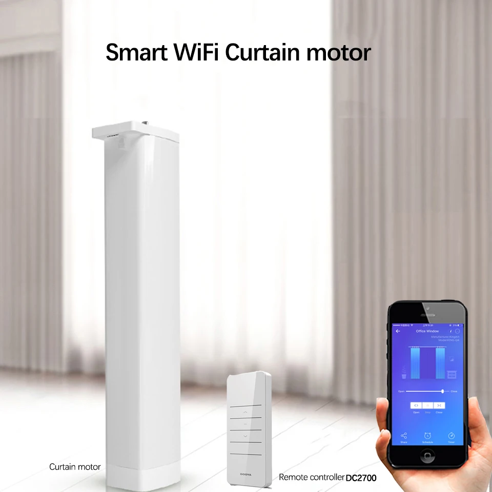 

Wifi Smart Electric Curtain Motor+Dooya 433MHZ DC2700 Remote Controller Works with Amazon Alexa Google Home Ewelink APP