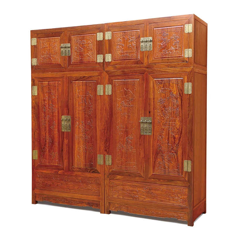 China Ming and Qing Classical Antique wardrobe sculpture solid wood furniture Chinese hedgehog rosewood Furnishings 216*60*228cm