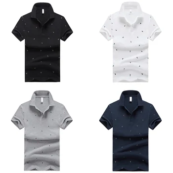 

Wholesale 3-4 PCS/lot Men's Tops Summer Polo Shirt Men Cotton Printed Shirts Brands Short Sleeve Camisas Stand Collar Male Shirt