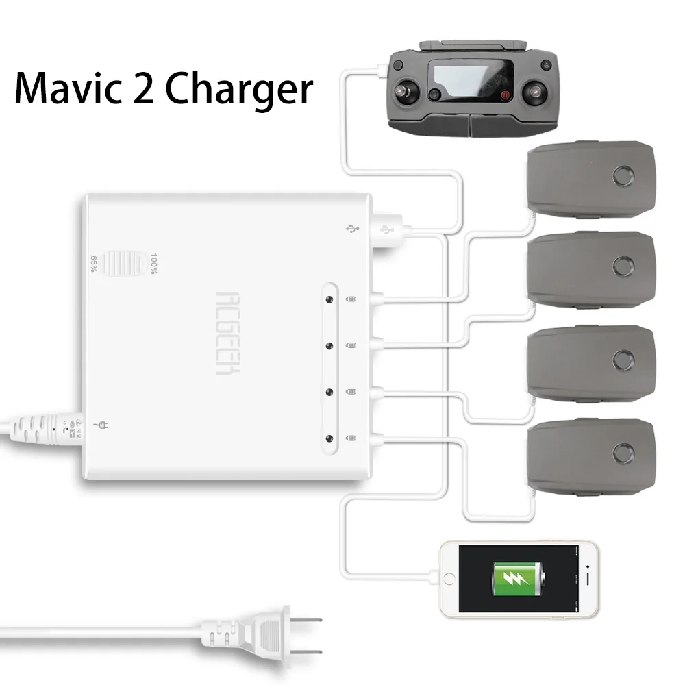 

DJI Mavic 2 Pro / Zoom Drone Charger 6 in 1 Battery Charger Hub for Mavic 2 Remote Controller & Intelligent Battery Accessories