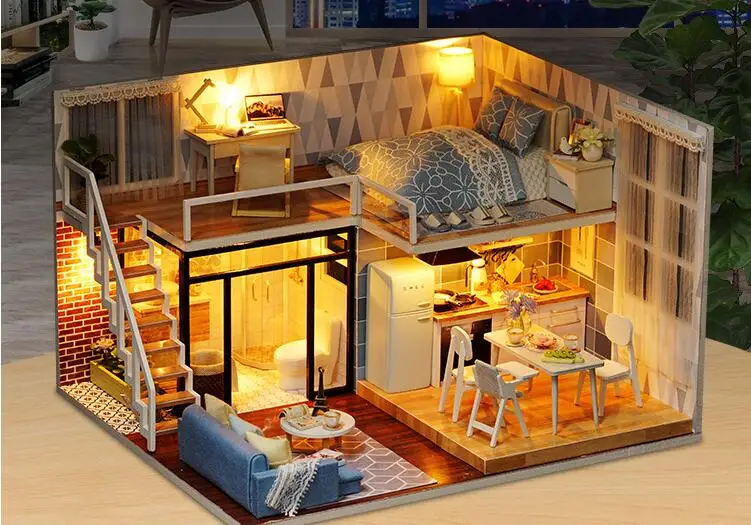 DIY деревянный дом Miniaturas с мебели DIY Миниатюрные домики кукольный домик игрушки для детей подарки на Рождество и день рождения