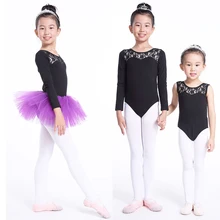 Черное трико для малыша с длинным рукавом, кружевное балетное платье, балетная пачка для девочек, гимнастический купальник, детская балетная юбка