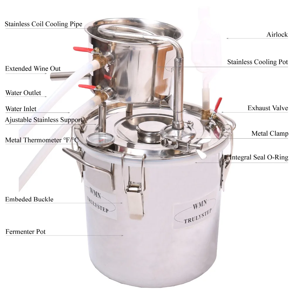 Супер 5 галл./20 литров спирт виски дистиллятор воды Самогонный аппарат бойлер из нержавеющей стали и большой киг спиртные напитки набор для пивоварения