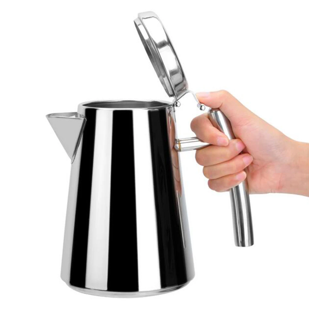 Stainless Steel Cold Water Juice Coffee Pot Teapot Jug for Kitchen Dining Teapots Water Kettle 1.2L 1.7L Silver 