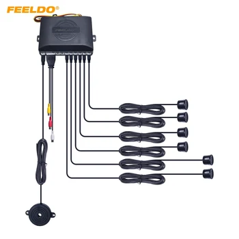 

FEELDO 1Set Car 22mm 6-Sensor Front/Back Rearview Visual Video Parking Sensor Backup Radar System #CT-2656