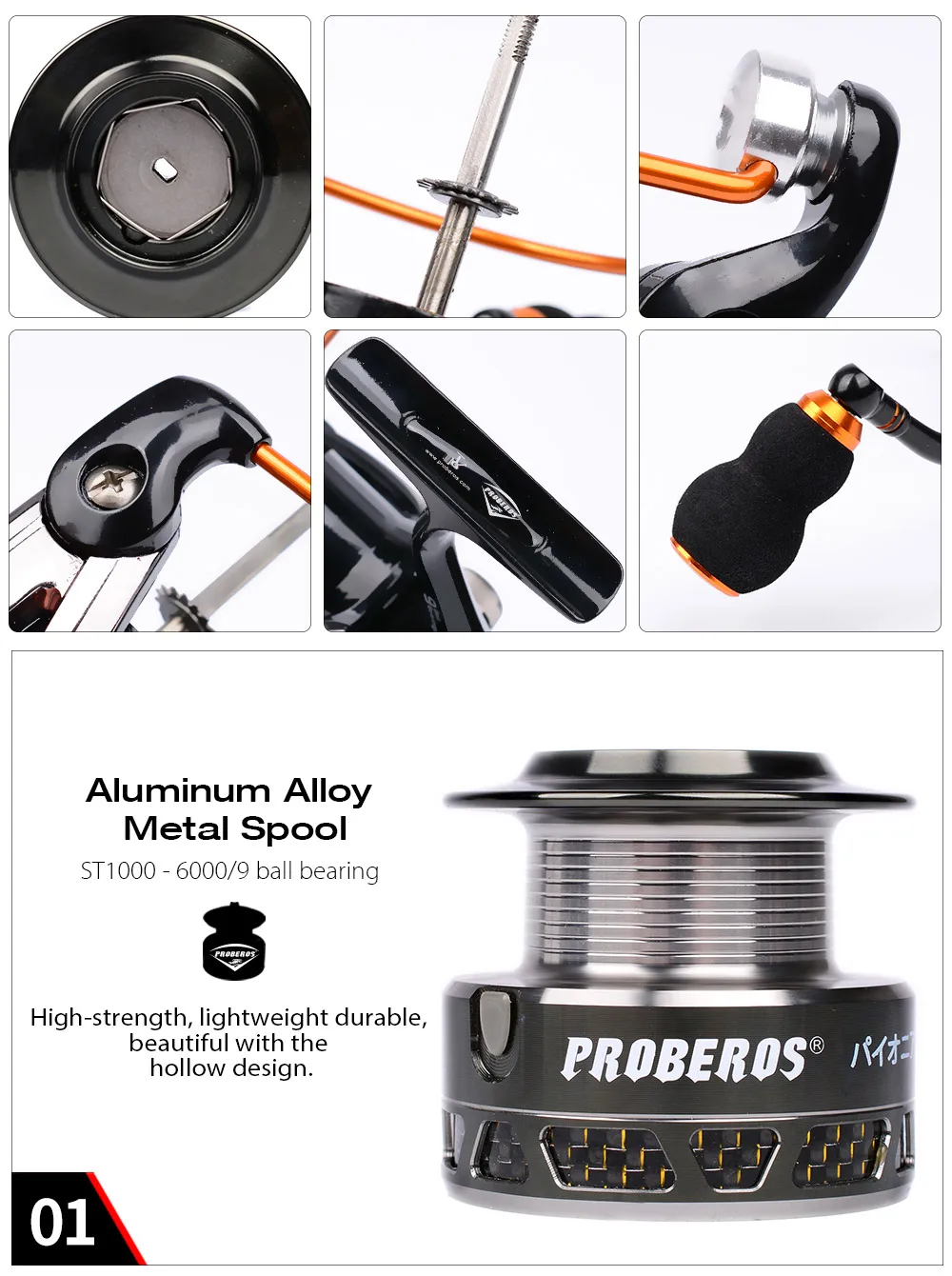PRO BEROS 5.5:1 All-metal Lightweight 9 Ball Bearing Spinning Fishing Reel