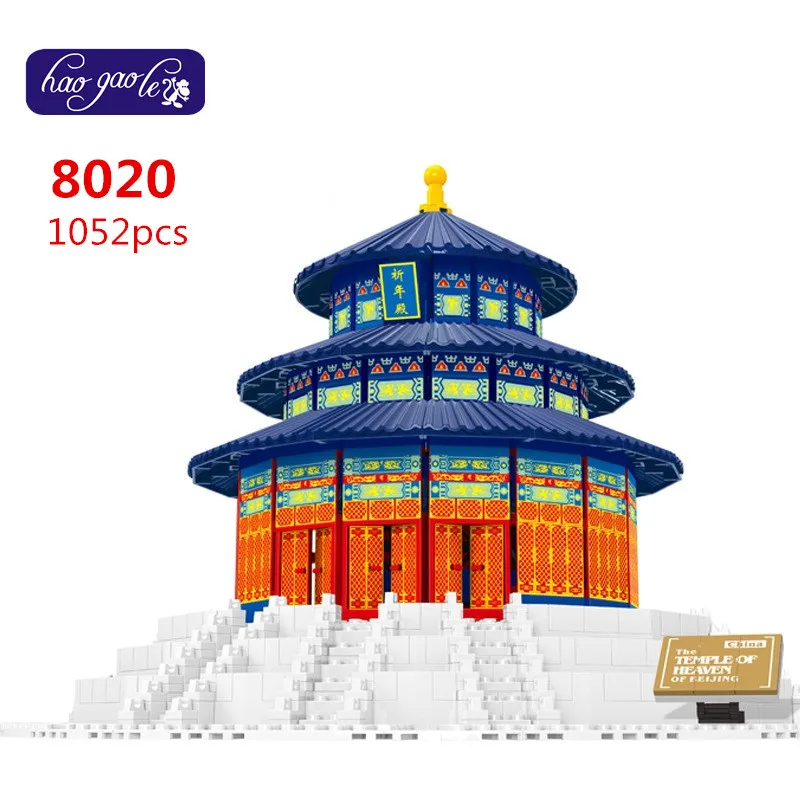 

Free Shipping WanGe 8020 Tample of Heaven 3D DIY 1052PCS largeBricks blocks Building sets educational block toys