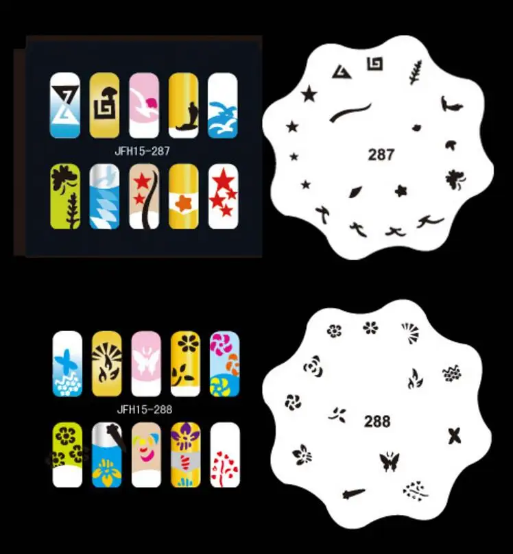 new Unit15 colorful 20sheet/lot 200 Design nail art airbrush Nail Stencil Sheet For Airbrush Paint Spray Compressor Kit