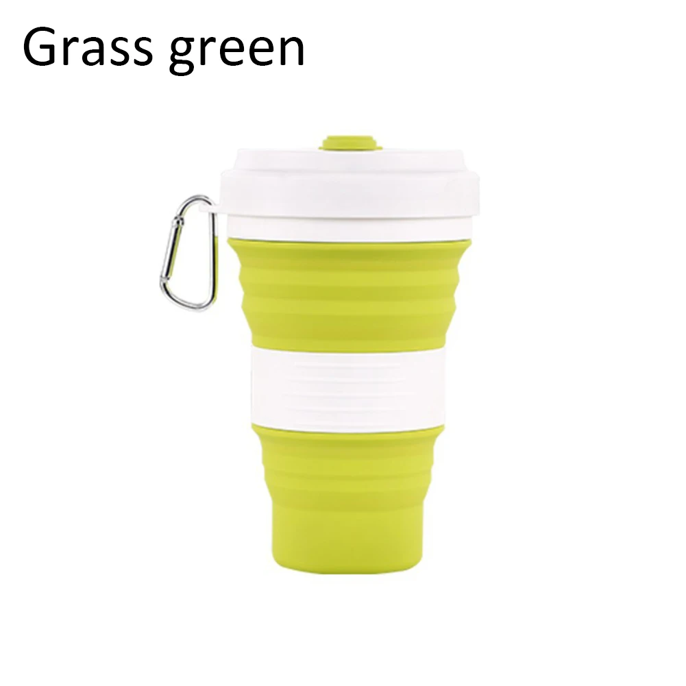 

550ml folding silicone 5 color portable silicone telescopic drinking water folding travel silicone cup folding with lid